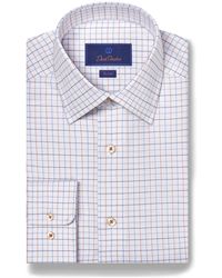 David Donahue - Trim Fit Royal Oxford Tattersall Check Dress Shirt - Lyst