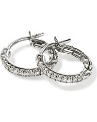 John Hardy - Jh Essentials Pavé Hoop Earrings, Sterling, Diamonds, 13Mm - Lyst