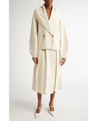 TOTEME - Double Breasted Shawl Collar Wool Blend Rib Cardigan - Lyst