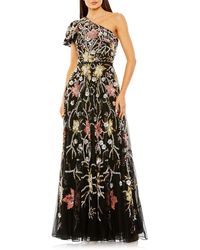 Mac Duggal - Sequin Floral One-shoulder Mesh A-line Gown - Lyst