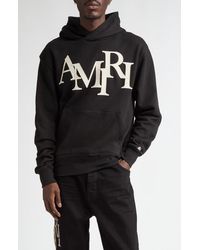 Amiri - Oversize Staggered Logo Pullover Hoodie - Lyst