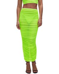 GOOD AMERICAN - Ruched Mesh Cover-up Maxi Skirt - Lyst