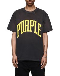 Purple Brand - Distressed Cotton Jersey Logo Graphic T-shirt - Lyst