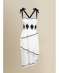 Contessa Mills - Bridget Embroidered Stretch-Linen Midi Dress - Lyst