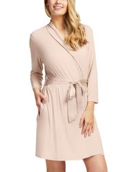 Fleur't - Iconic Short Knit Robe With Satin Tie - Lyst