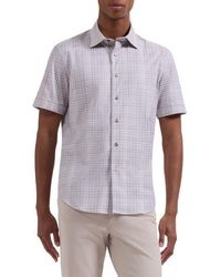Bugatchi - Miles Ooohcotton Shadow Plaid Short Sleeve Button-Up Shirt - Lyst