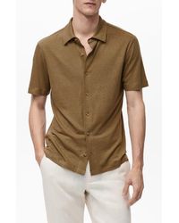 Mango - Regular Fit Short Sleeve Linen Blend Button-Up Shirt - Lyst