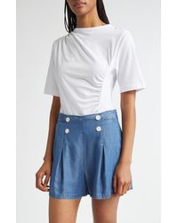 10 Crosby Derek Lam - Frederic Short Sleeve Ruched Cotton Top - Lyst