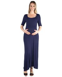 24seven Comfort Apparel - Casual Maternity Maxi Dress With Sleeves - Lyst
