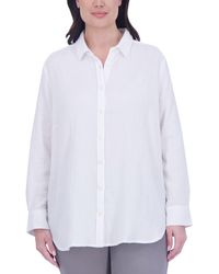 Foxcroft - Oversize Gauze Button-up Shirt - Lyst