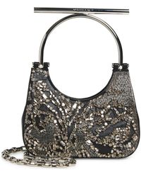 McQueen - Mini T-Bar Crystal & Bead Embellished Leather Evening Bag - Lyst