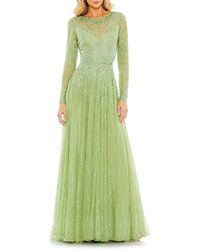 Mac Duggal - Sequin Long Sleeve A-line Gown - Lyst
