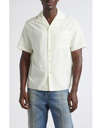 Versace - Micro Greca Cotton & Silk Short Sleeve Button-Up Shirt - Lyst