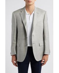 Canali - Siena Regular Fit Plaid Mélange Wool & Silk Blend Sport Coat - Lyst