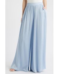 Mango - High Waist Satin Wide Leg Pants - Lyst