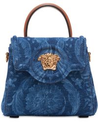 Versace - La Medusa Barocco Denim Top Handle Bag - Lyst