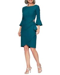 Alex Evenings - Contour Collection Bell Sleeve Sheath Cocktail Dress - Lyst
