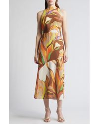 Sam Edelman - Painted Palm Mock Neck Midi Dress - Lyst
