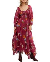 Free People - Morning Glory Floral Smocked Long Sleeve Maxi Dress - Lyst