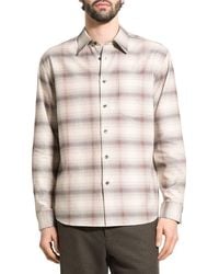 Theory - Weekend Gradient Check Brushed Cotton Button-Up Overshirt - Lyst