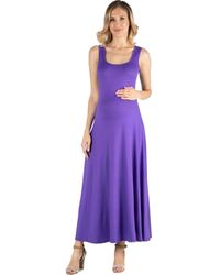 24seven Comfort Apparel - Maternity Slim Fit A-Line Sleeveless Maxi Dress - Lyst