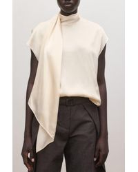 Mango - Tie Neck Silk Top - Lyst