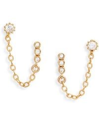 SET & STONES - Maven Double Stud Chain Earrings - Lyst