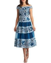 Tadashi Shoji - Embroidered Floral Lace Pleated Off The Shoulder Dress - Lyst