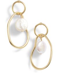 Karine Sultan - Link Drop Earrings With Cultured Pearl - Lyst