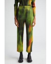 Pleats Please Issey Miyake - Abstract Print Pleated Ankle Pants - Lyst