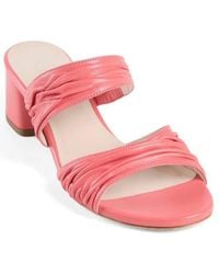 Elizee - Sophia Sandal Leather Block Mid-Heel Mules - Lyst