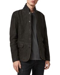 AllSaints - Survey Slim Fit Leather Blazer - Lyst