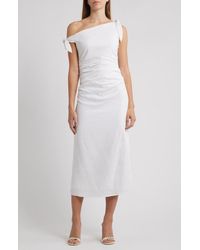 Wayf - Clio Tie Shoulder Linen Blend Midi Dress - Lyst