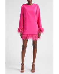 Likely - Marullo Feather Trim Long Sleeve Dress - Lyst