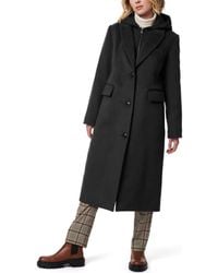 Bernardo - Long Coat With Hooded Quilted Bib - Lyst