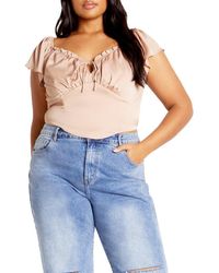 City Chic - Mae Ruffle Off The Shoulder Crop Top - Lyst