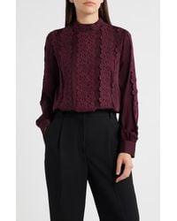 Tahari - The Indie Lace Stretch Silk Top - Lyst