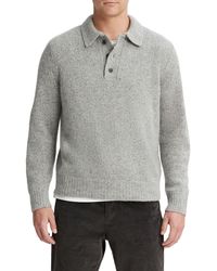 Vince - Donegal Tweed Cashmere Polo Sweater - Lyst