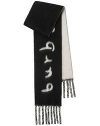 Burberry - Logo Text Jacquard Reversible Alpaca & Wool Blend Fringe Scarf - Lyst