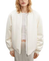 Mango - Quilted Satin Bomber Jacket - Lyst