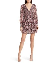 Charles Henry - Floral Tiered Long Sleeve Minidress - Lyst