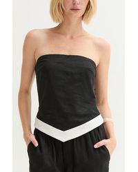 Crescent - Asymmetric Hem Linen Blend Tube Top - Lyst