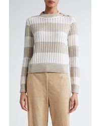 Max Mara - Alfeo Stripe Rib Wool & Cashmere Crop Sweater - Lyst