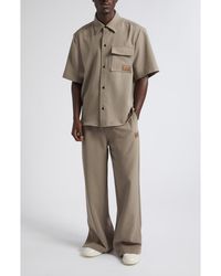 Amiri - Logo Patch Short Sleeve Stretch Cady Button-Up Shirt - Lyst