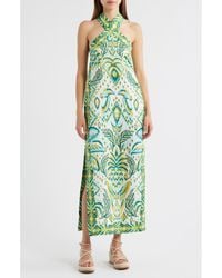 FARM Rio - Tropical Tapestry Halter Linen Maxi Sundress - Lyst