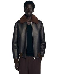 Sandro - Reversed Leather Jacket - Lyst