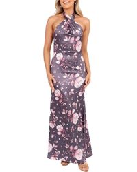 Petal & Pup - Mila Floral Print Halter Dress - Lyst