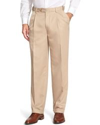 Berle - Self Sizer Waist Pleated Classic Fit Microfiber Trousers - Lyst