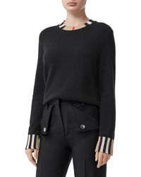 Burberry Eyre Vintage Stripe Cashmere Sweater - Black