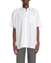 Givenchy - Stripe Short Sleeve Cotton Button-up Shirt - Lyst